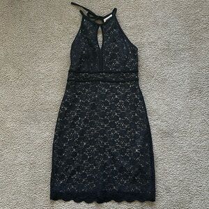 Nightway Short Black Lace Dress